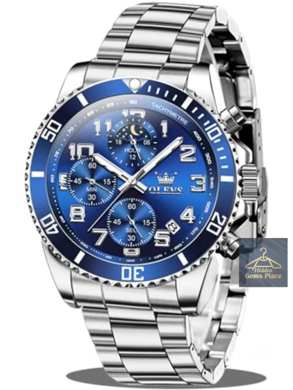 Stainless Steel Men's Analog Watch Waterproof Big Face Quartz Luxury